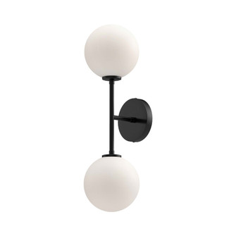 Cassia 6-in Matte Black/Opal Matte Glass 2 Lights Damp-Rated Wall/Vanity Light (7713|WV549220MBOP)