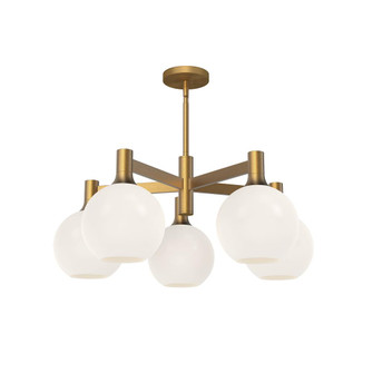 Castilla 29-in Aged Gold/Opal Matte Glass 5 Lights Chandeliers (7713|CH506129AGOP)
