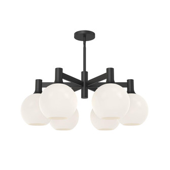 Castilla 29-in Matte Black/Opal Matte Glass 6 Lights Chandelier (7713|CH506230MBOP)