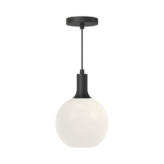 Castilla 8-in Matte Black/Opal Matte Glass 1 Light Socket Pendant (7713|PD506108MBOP)
