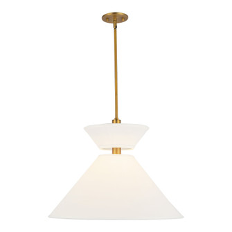 Chapelle 22-in Aged Gold/White Linen 1 Light Socket Pendant (7713|PD543022AGWL)
