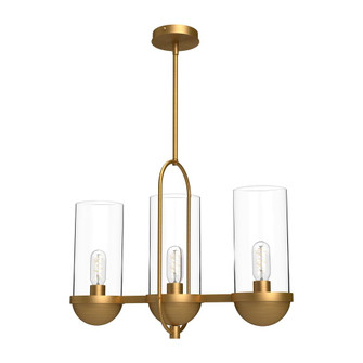 Cyrus 24-in Aged Gold/Clear Glass 3 Lights Linear Pendant (7713|LP539024AGCL)