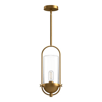 Cyrus 8-in Aged Gold/Clear Glass 1 Light Socket Pendant (7713|PD539018AGCL)