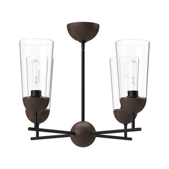Emil 25-in Matte Black/Walnut 4 Lights Chandelier (7713|CH542324MBWT)