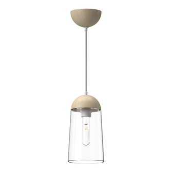 Emil 6-in White/White Oak 1 Light Socket Pendant (7713|PD542207WHWK)
