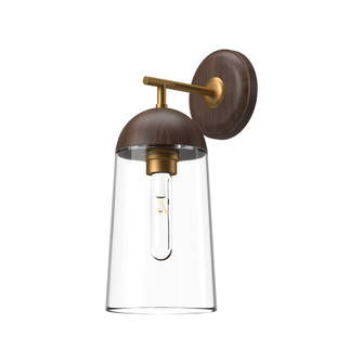 Emil 7-in Aged Gold/Walnut 1 Light Damp-Rated Wall/Vanity Light (7713|WV542007AGWT)