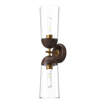 Emil 5-in Aged Gold/Walnut 2 Lights Damp-Rated Wall/Vanity Light (7713|WV542226AGWT)