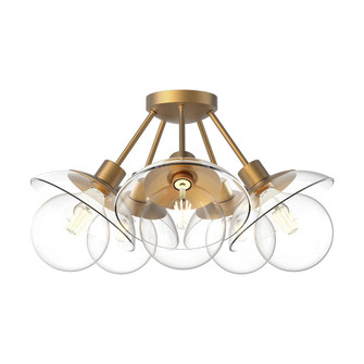 Francesca 20-in Aged Gold/Clear Glass 5 Lights Semi Flush Mount (7713|SF517220AGCL)