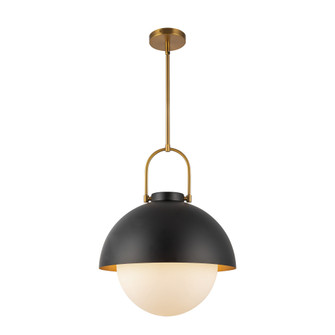 Harper 16-in Matte Black/Opal Matte Glass 1 Light Socket Pendant (7713|PD507216MBOP)
