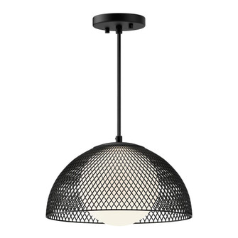 Haven 12-in Matte Black/Opal Matte Glass 1 Light Pendant (7713|PD402513MBOP)
