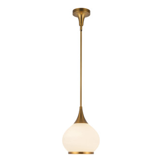 Hazel 10-in Aged Gold/Opal Matte Glass 1 Light Socket Pendant (7713|PD524110AGOP)