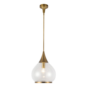 Hazel 14-in Aged Gold/Clear Glass 1 Light Socket Pendant (7713|PD524214AGCL)