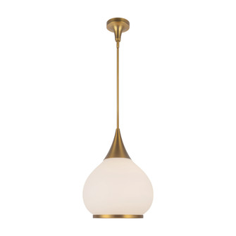Hazel 14-in Aged Gold/Opal Matte Glass 1 Light Socket Pendant (7713|PD524214AGOP)