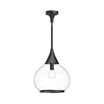 Hazel 14-in Clear Glass/Matte Black 1 Light Socket Pendant (7713|PD524214MBCL)
