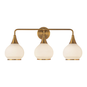 Hazel 26-in Aged Gold/Opal Matte Glass 3 Lights Damp-Rated Vanity Light (7713|VL524326AGOP)