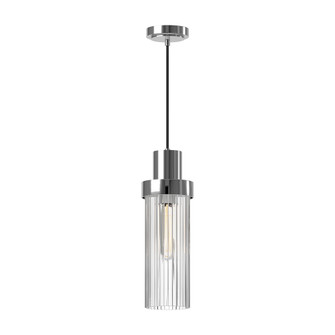 Kent 5-in Chrome/Clear Ribbed Glass 1 Light Socket Pendant (7713|PD435605CHCR)