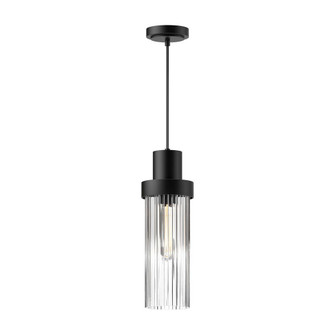 Kent 5-in Clear Ribbed Glass/Matte Black 1 Light Pendant (7713|PD435605MBCR)