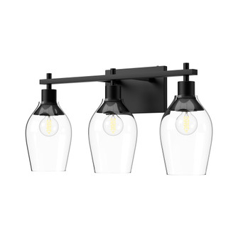 Kingsley 22-in Clear Glass/Matte Black 3 Lights Damp-Rated Vanity Light (7713|VL538322MBCL)