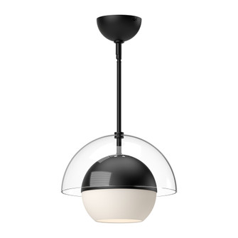 Lucy 12-in Matte Black/Opal Matte Glass 1 Light Socket Pendant (7713|PD568212MBOP)