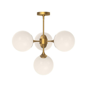 Nouveau 26-in Aged Gold/Opal Matte Glass 4 Lights Chandelier (7713|CH505426AGOP)