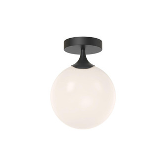Nouveau 8-in Matte Black/Opal Matte Glass 1 Light Flush Mount (7713|FM505108MBOP)