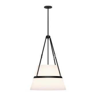 Oliver 18-in Matte Black/White Linen 1 Light Pendant (7713|PD546719MBWL)