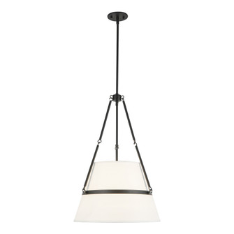 Oliver 18-in Matte Black/White Linen 1 Light Socket Pendant (7713|PD546719MBWL)