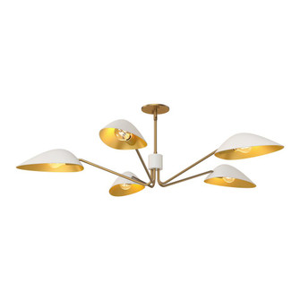 Oscar 46-in Aged Gold/White 5 Lights Pendant (7713|PD550545WHAG)