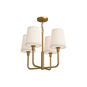 Plisse 23-in Aged Gold/Opal Matte Glass 4 Lights Chandelier (7713|CH628423AGOP)