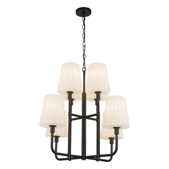 Plisse 30-in Matte Black/Opal Matte Glass 8 Lights Chandelier (7713|CH628830MBOP)