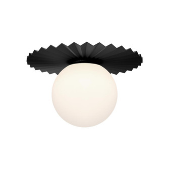 Plume 14-in Matte Black/Opal Matte Glass 1 Light Flush Mount (7713|FM501214MBOP)