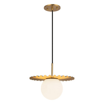 Plume 12-in Brushed Gold/Opal Matte Glass 1 Light Socket Pendant (7713|PD501212BGOP)