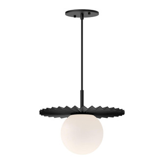 Plume 12-in Matte Black/Opal Matte Glass 1 Light Pendant (7713|PD501212MBOP)