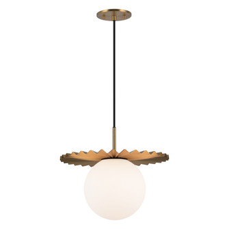 Plume 14-in Brushed Gold/Opal Matte Glass 1 Light Socket Pendant (7713|PD501214BGOP)