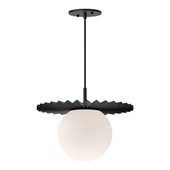 Plume 14-in Matte Black/Opal Matte Glass 1 Light Pendant (7713|PD501214MBOP)
