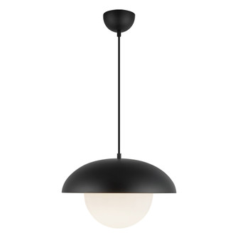 Rubio 16-in Matte Black/Opal Matte Glass 1 Light Socket Pendant (7713|PD522016MBOP)