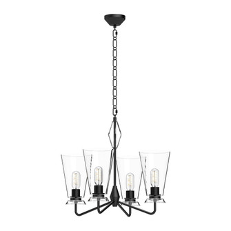 Salem 23-in Clear Glass/Matte Black 4 Lights Chandeliers (7713|CH570423MBCL)