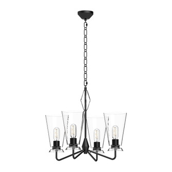 Salem 23-in Clear Glass/Matte Black 4 Lights Chandelier (7713|CH570423MBCL)