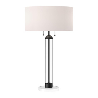 Sasha 18-in Matte Black/White Linen 2 Lights Table Lamp (7713|TL567218MBWL)