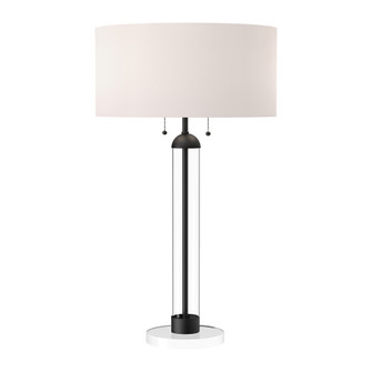 Sasha 18-in Matte Black/White Linen 2 Lights Table Lamp (7713|TL567218MBWL)
