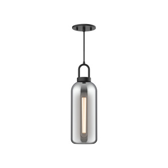Soji 5-in Matte Black/Smoked Solid Glass 1 Light Socket Pendant (7713|PD401505MBSM)