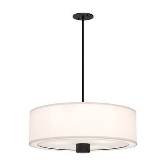 Theo 24-in Matte Black/White Linen 3 Lights Socket Pendant (7713|PD547924MBWL)