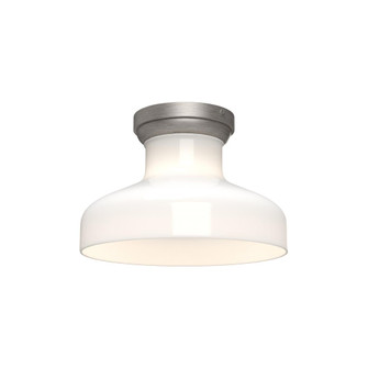 Westlake 11-in Brushed Nickel/Glossy Opal Glass 1 Light Flush Mount (7713|FM540011BNGO)