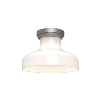 Westlake 11-in Brushed Nickel/Glossy Opal Glass 1 Light Flush Mount (7713|FM540011BNGO)