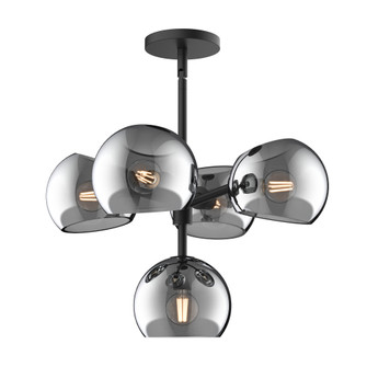 Willow 18-in Matte Black/Smoked Solid Glass 5 Lights Chandelier (7713|CH548518MBSM)