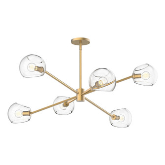 Willow 37-in Brushed Gold/Clear Glass 6 Lights Chandeliers (7713|CH548637BGCL)