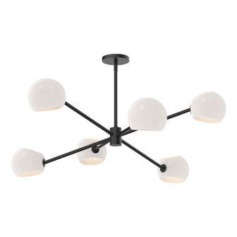 Willow 37-in Matte Black/Opal Matte Glass 6 Lights Chandeliers (7713|CH548637MBOP)