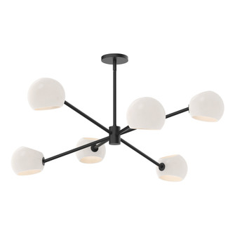 Willow 37-in Matte Black/Opal Matte Glass 6 Lights Chandelier (7713|CH548637MBOP)