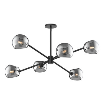 Willow 37-in Matte Black/Smoked Solid Glass 6 Lights Chandeliers (7713|CH548637MBSM)