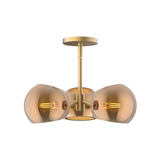 Willow 16-in Brushed Gold/Copper Glass 3 Lights Socket Pendant (7713|PD548315BGCP)